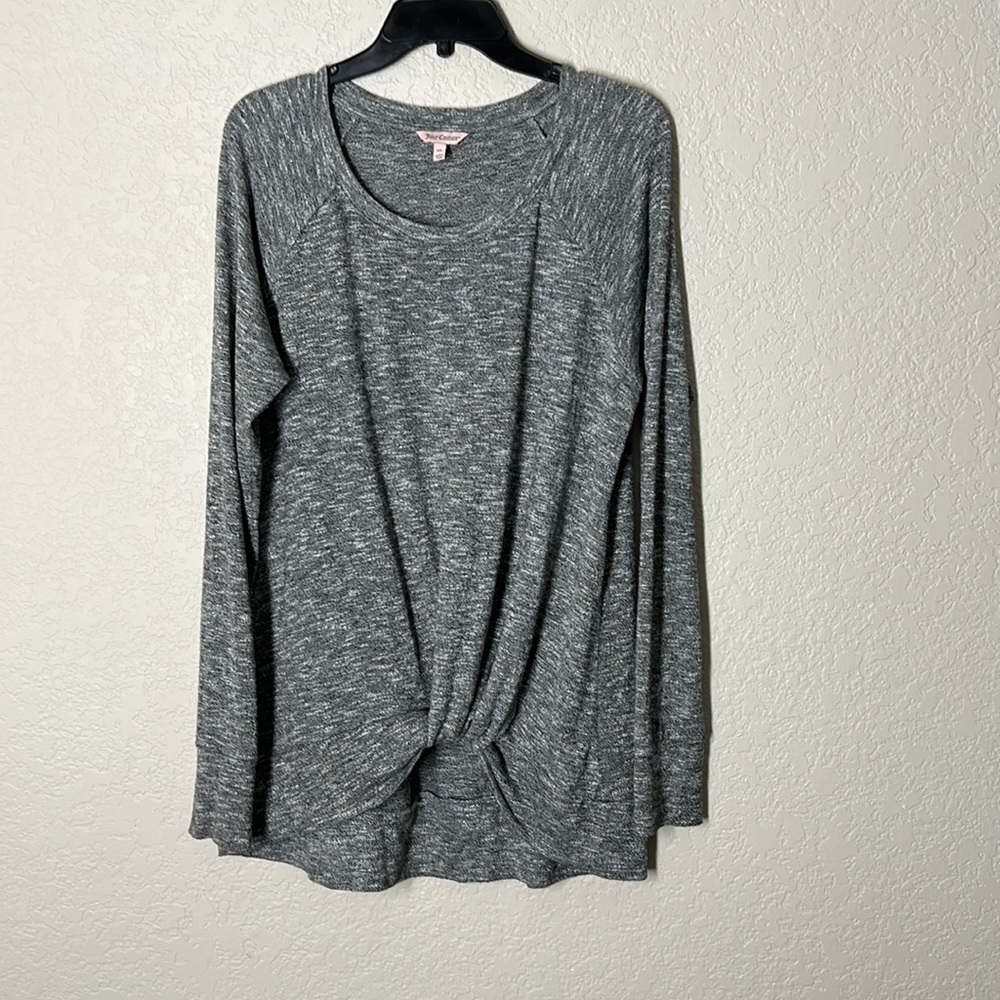 Juicy Couture Women’s Heathered Gray Long Sleeve Tee. Raglan Sleeves. Sz XL
